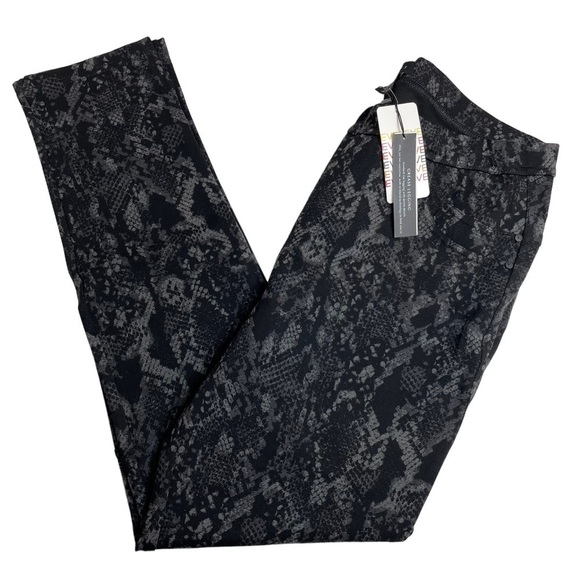 Sanctuary Pants - Sanctuary Grease Leggings Black Grey Snake Print Size XXL New